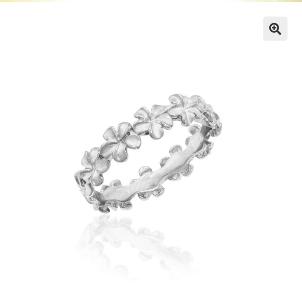 White gold plumeria ring